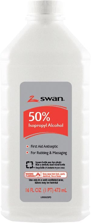 Cumberland Swan® Alcohol. Isopropyl Rubbing Alcohol, 50% Iso, 16 Oz, 12/Cs (86443) (Us Only) (Item Is Considered Hazmat And Cannot Ship Via Air Or To 