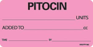 Timemed Medvision® Labels. Pitocin Labels For Nursing, 2 15/16" X 1½", Fluorescent Pink, 333/Rl. , Roll