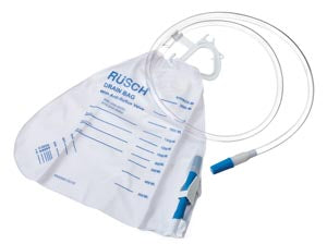 Rusch® Bedside Drainage Bags. Bedside Drainage Bag, Anti-Reflux Valve, Plastic Hook Hanger, 20/Bx (On Contract) (Continental Us Only). , Box