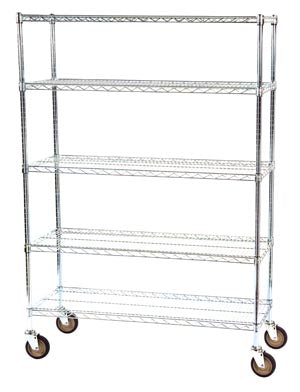 USS REINFORCED EDGES; POSTS FEATURE GROOVE RINGS IN 1" INCREMENTS FOR SHELF HEIGHT ADJUSTABILITY; 1200 LB. TOTAL CART CAPACITY 1/EACH R187272CC-5 **SO
