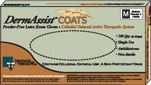 Innovative Dermassist® Coats™  Powder-Free Latex Exam Gloves. Glove Latex Exam Colloidaloatmeal Ns Lg 100/Bx 10Bx/Cs, Case