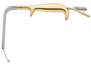 BR TEBBETTS RIGHT ANGLE RETRACTOR WITH TEETH, FIBEROPTICAL ILLUMINATION PORT ONLY, 30 X 150MM 1/EACH BR18-205-1006L **SO