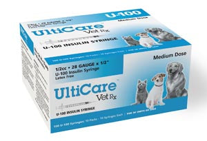 Ultimed Ultricare Vetrx Diabetes Care Insulin Syringes. Syringe 28Gx1/2 U-100 1/2Cc100/Bx, Box