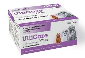 Ultimed Ultricare Vetrx Diabetes Care Insulin Syringes. Syringe 29Gx1/2 U-100 3/10Cc100/Bx, Box