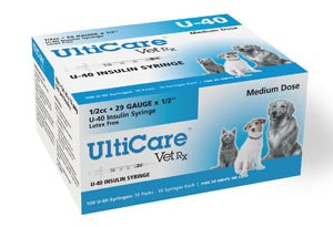 Ultimed Ultricare Vetrx Diabetes Care Insulin Syringes. Syringe 29Gx1/2 U-40 1/2Cc100/Bx, Box