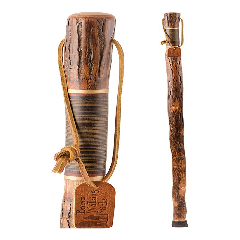 Brazos™ Exotic Leather Safari Hickory Rustic Walking Stick, 58-Inch, Sold As 1/Each Mabis 602-3000-1171