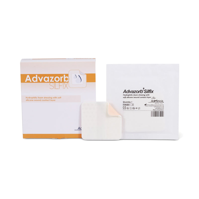 Advazorb Silfix® Nonadhesive Without Border Silicone Foam Dressing, 4 X 4 Inch, Sold As 10/Box Mediusa Cr4178