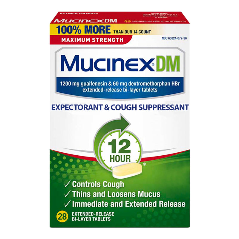 Mucinex® Dm Guaifenesin / Dextromethorphan Cold And Cough Relief, Sold As 28/Box Reckitt 63824007236