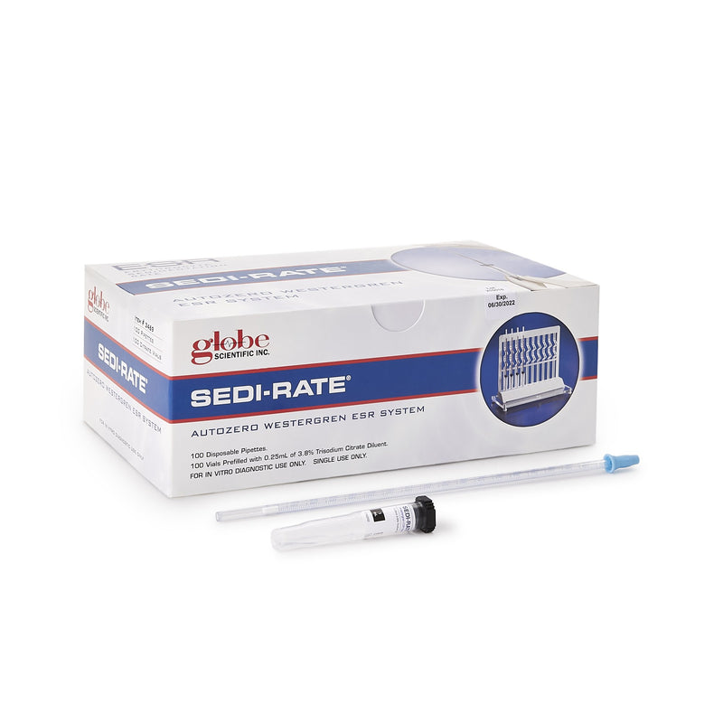Sedi-Rate™ Erythrocyte Sedimentation Rate (Esr) Autozero Westergren Hematology Test Kit, Sold As 100/Box Globe 3469