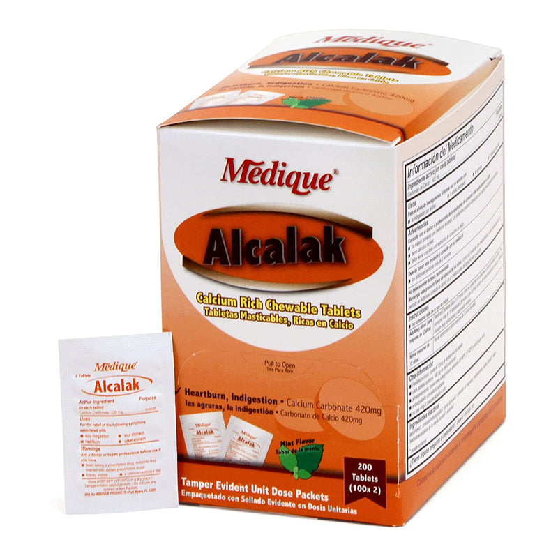Alcalak Calcium Carbonate Antacid, Sold As 200/Box Medique 10147