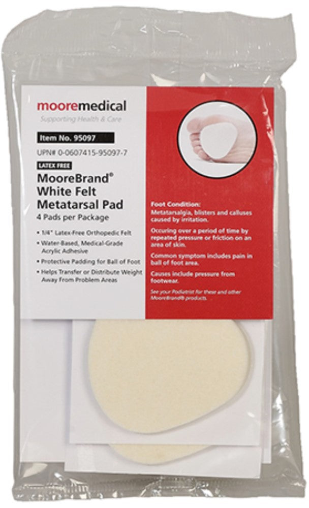 Moorebrand White Felt Metatarsal Pad, Sold As 4/Pack Mckesson 95097