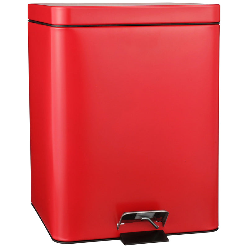 Mckesson Trash Can With Plastic Liner, Square, Steel, Step-On, 20 Qt, Red, Sold As 1/Each Mckesson 81-35270