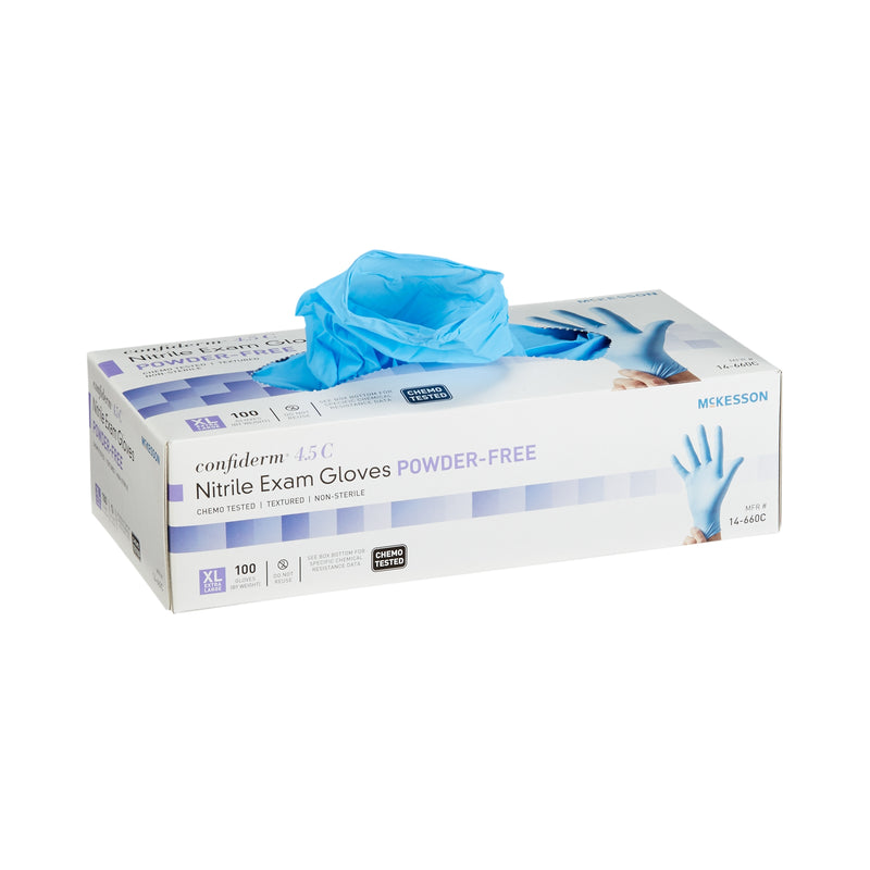 Mckesson Confiderm® 4.5C Nitrile Exam Glove, Extra Large, Blue, Sold As 100/Box Mckesson 14-660C