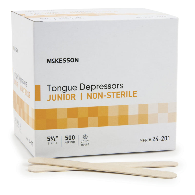 Mckesson Tongue Depressor, Wide Blade, Non-Sterile, Junior, Sold As 10/Case Mckesson 24-201