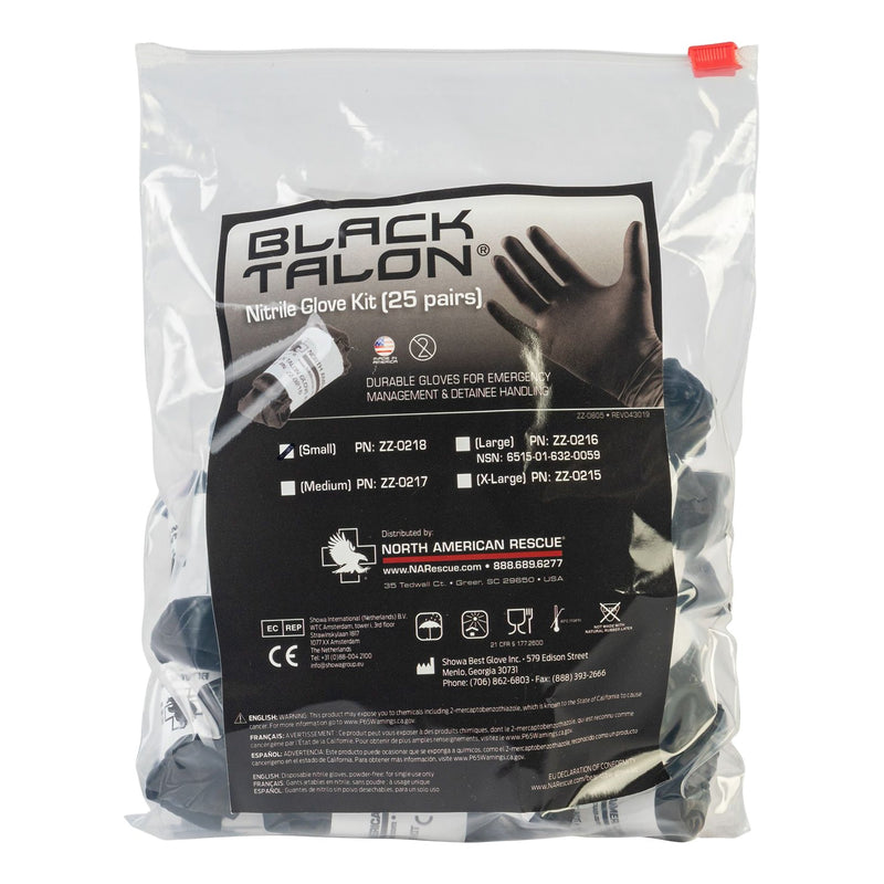 Black Talon® Extended Cuff Length Exam Glove, Medium, Black, Sold As 25/Pack North Zz-0217