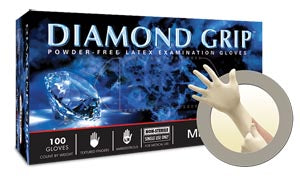 Ansell Microflex Diamond Grip™ Powder-Free Latex Exam Gloves. Glove Exam Latex Diamond Grippf Med 100/Bx 10Bx/Cs, Case