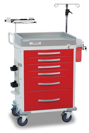 Detecto Cart. Loaded Detecto Rescue Series Er Medical Cart, 6 Red Drawers (Drop Ship Only). Cart Medical Er Rescue Seriesloaded 6 Red Drawers (Drop), 