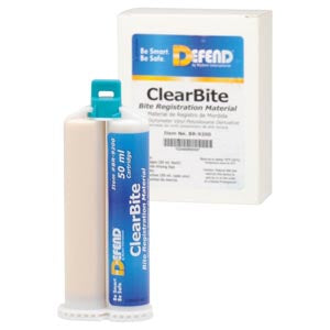 Mydent Defend Clearbite. Clearbite, Unflavored, 2X50 Ml Cartridges + 6 Pink Mixing Tips/Pk, 20Pk/Cs. Bite Registr Clear Unflav2X50Ml + Tips/Pk 20Pk/Cs