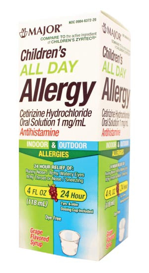 Major Allergy Liquid. All Day Allergy, 24 Hour, 118Ml, Compare To Zyrtec®, 36/Cs, Ndc
