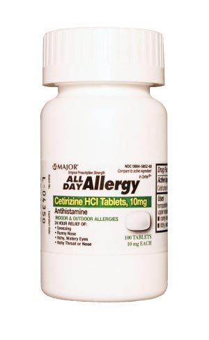 Major Allergy Tablets. All Day Allergy, 24 Hour, 100S, 144/Cs, Ndc