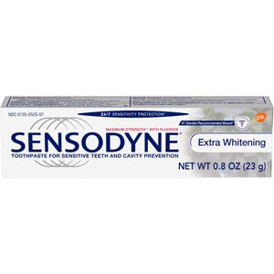 Haleon Sensodyne® Toothpaste. Sensodyne® Extra Whitening Toothpaste, Trial Size. 0.8 Oz. Tube, 12/Pkg, 3 Pkg/Cs (36 Tubes Total) (Available For Sale I