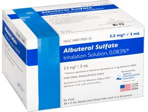 Nephron Pharmaceuticals Solutions. 1 Solution Albuterol Sulfateinh Usp 60X3Ml 12/Cs (Rx)Nr, Carton