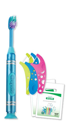 Sunstar Patient Packs. Kids Crayola Marker Patient Pack Includes: 144 Gum Crayola Marker Kids Toothbrushes, 144 Crayolaª Flosser 3-Packs, 144 Clear 