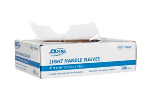 Dukal Handle Sleeve. Light Handle Sleeves, T-Style, 4" X 5-3/4", 500/Bx, 36 Bx/Cs (24 Cs/Plt). Sleeve Handle Light T-Style4X5.75 500/Bx 36Bx/Cs, Case
