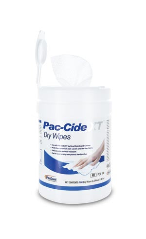 Pacdent Pac-Cide Xt™ Dry Wipes. Ltd Qty Wipes Dry Paccide Xt6.29Inx7.08In 180/Can, Can