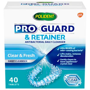 GSK POLIDENT® DENTURE CLEANSER, PROGUARD & RETAINER ANTIBACTERIAL DAILY CLEANSER TABLETS, 40 TABLETS/BOX, 6 BX/CS   , 60000000126577