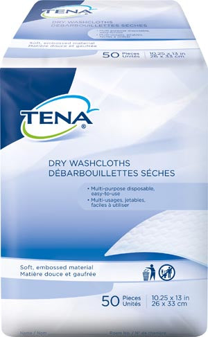 Essity Hms Tena® Dry Washcloths. Washcloth 10.25X13 50/Pk20Pk/Cs, Case