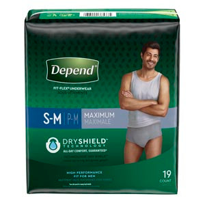Kimberly-Clark Depend™ Fitted Briefs Max Protection. Disc-Underwear Depends Malesm/Md 19/Pk 4Pk/Cs, Case