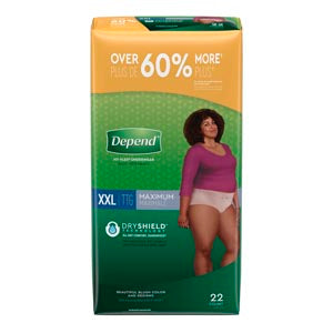 Kimberly-Clark Depend® Protective Underwear. Underwear Max Abs 2Xl Womenblush 22/Pk 2Pk/Cs, Case