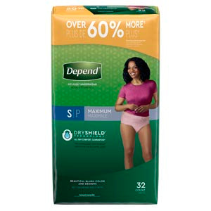 Kimberly-Clark Depend® Protective Underwear. Underwear Max Abs Sm Womenblush 32/Pk 2Pk/Cs, Case