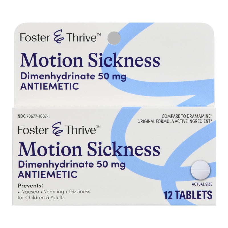 Foster & Thrive™ Motion Sickness Dimenhydrinate 50 Mg Tablets, Sold As 1/Box Mckesson 70677108701