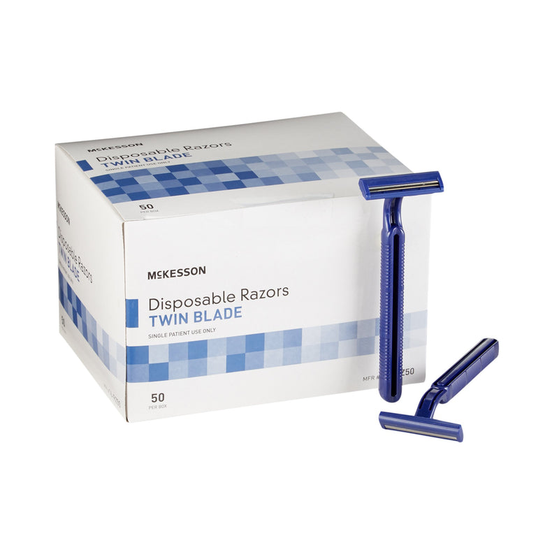 Mckesson Twin-Blade Disposable Razor, Blue, Sold As 100/Case Mckesson 16-Rz50