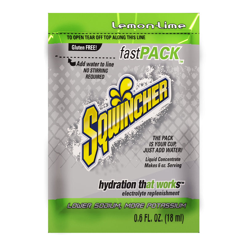 ORAL ELECTROLYTE SOLUTION SQWINCHER® FAST PACK® LEMON-LIME FLAVOR 0.6 OZ. ELECTROLYTE, SOLD AS 200/CASE, R3 33170014