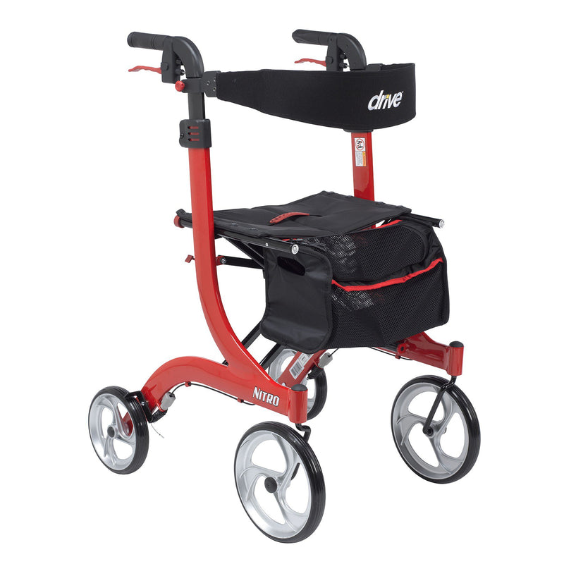 Drive™ Nitro Four-Wheel Rollator, Red, Sold As 1/Each Drive Rtl10266-T