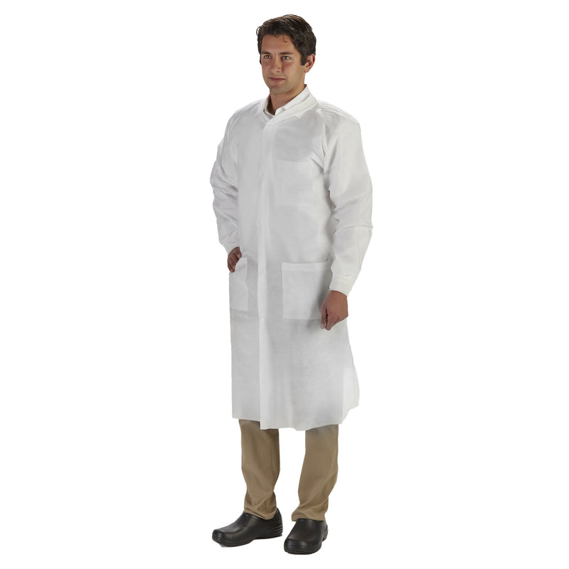 Coat, Lab Labmates 3Pckt Knit Collar Cuffs Wht 2Xlg (10/Bg), Sold As 50/Case Graham 85235