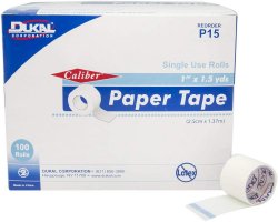 Caliber™ Paper Medical Tape, 1 Inch X 1-1/2 Yard, White, Sold As 100/Box Dukal P15
