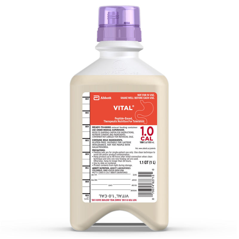 Vital® 1.0 Cal Vanilla Tube Feeding Formula, 33.8 Oz. Ready To Hang Bottle, Sold As 8/Case Abbott 62711