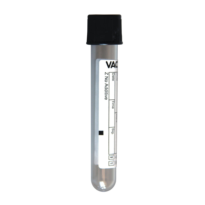 VACUETTE® Z NO ADDITIVE VENOUS BLOOD COLLECTION TUBE PLAIN 13 X 75 MM 2 ML BLACK PULL CAP POLYETHYLENE TE, SOLD AS 1200/CASE, GREINER 454318