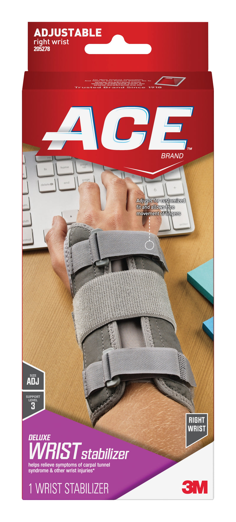 3M™ Ace™ Right Wrist Brace, One Size Fits Most, Sold As 12/Box 3M 205278