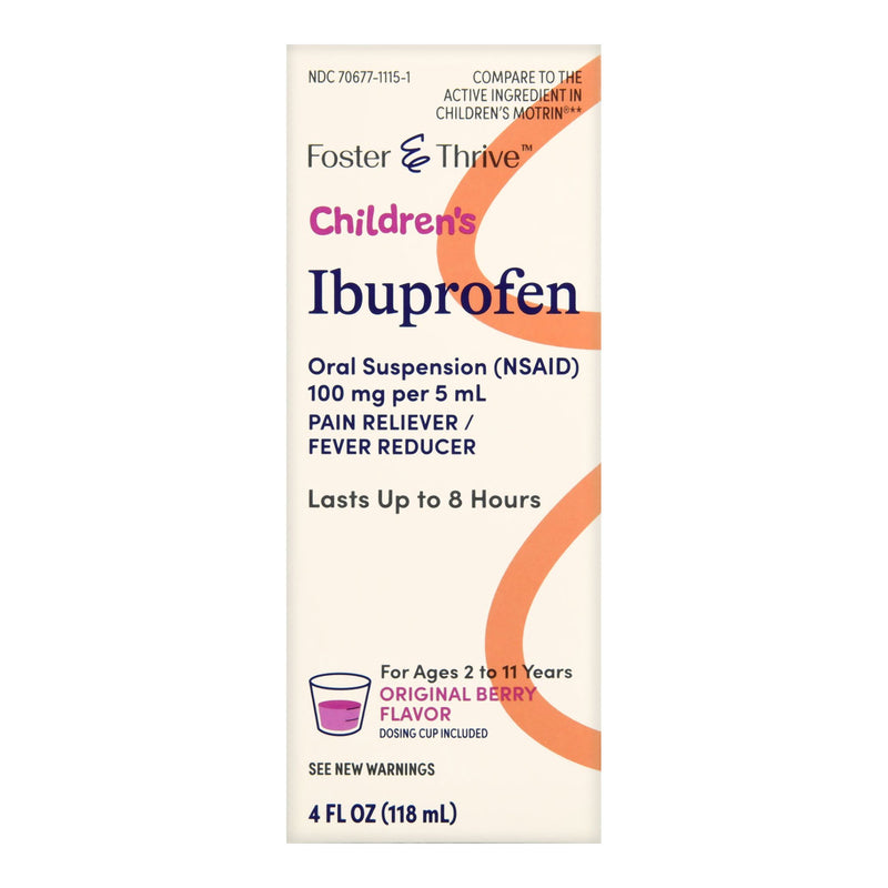 Foster & Thrive™ Ibuprofen Children'S Pain Relief, Berry Flavor, Sold As 1/Bottle Mckesson 70677111501
