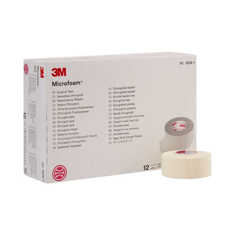 3M™ Microfoam™ Foam / Acrylic Adhesive Medical Tape, 1 Inch X 5-1/2 Yard, White, Sold As 72/Case 3M 1528-1