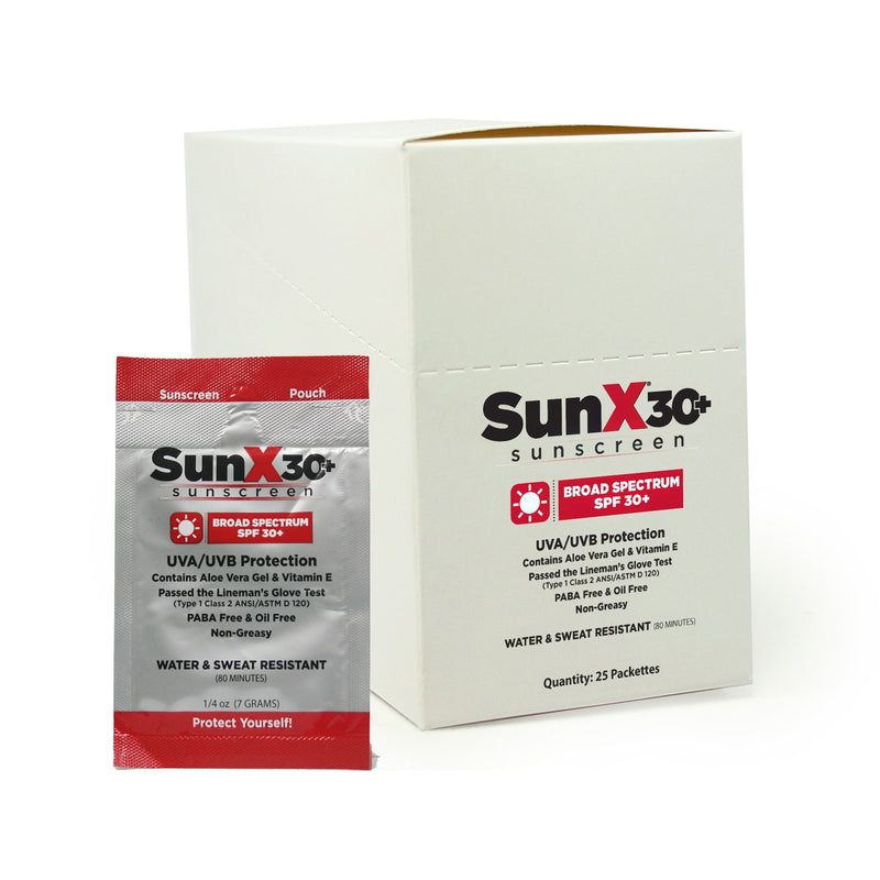 Sunx® Spf 30+ Sunscreen With Dispenser Box, Individual Packet, Sold As 200/Case Coretex 71430