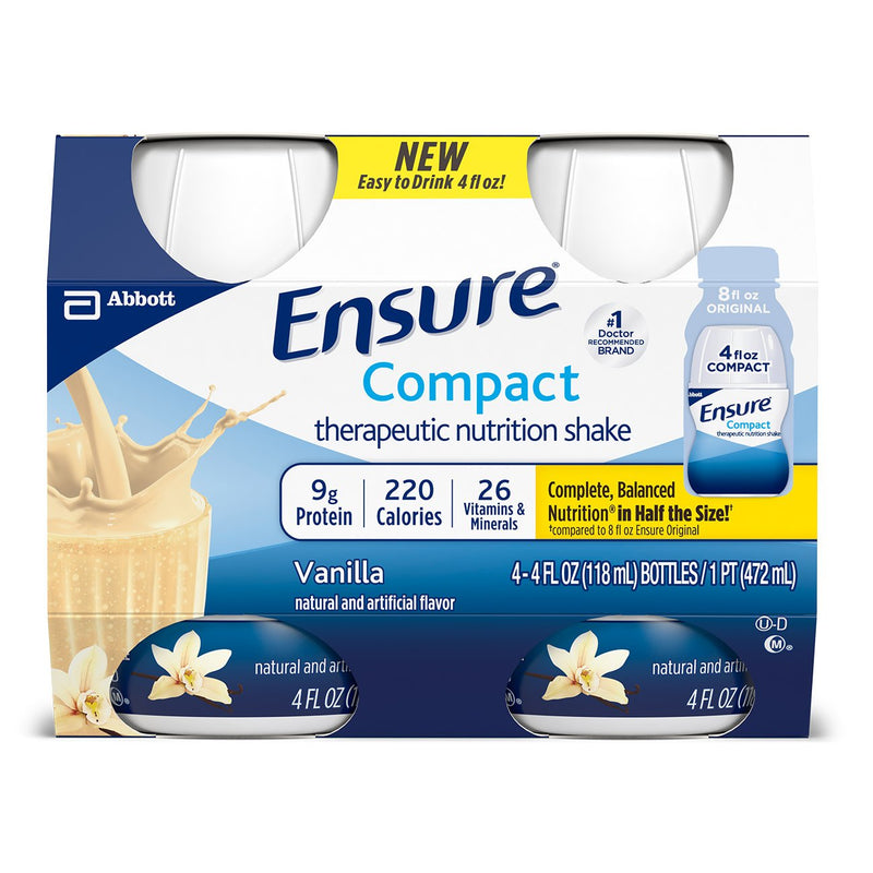 ORAL SUPPLEMENT ENSURE® COMPACT THERAPEUTIC NUTRITION SHAKE VANILLA FLAVOR LIQUID 4 OZ. BOTTLE, SOLD AS 4/PACK, ABBOTT 64356