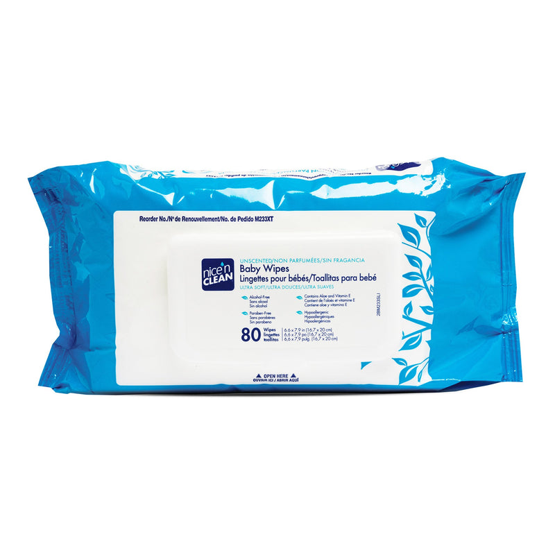 Nice’N Clean® Unscented Baby Wipes, Soft Pack, Sold As 960/Case Professional M233Xt