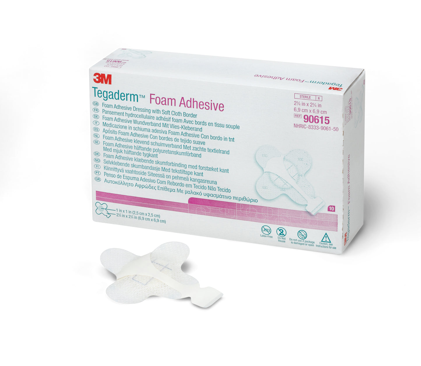 3M™ Tegaderm™ High Performance Adhesive With Border Foam Dressing, 2 X 2 Inch, Sold As 1/Each 3M 90615