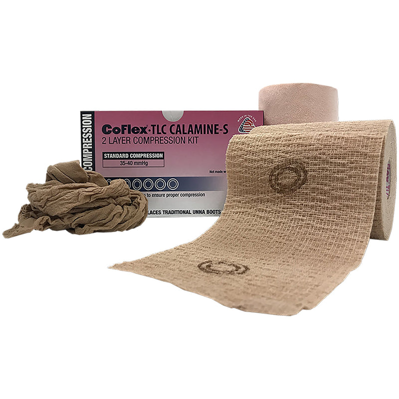 Coflex® Tlc Calamine With Indicators Self-Adherent / Pull On Closure 2 Layer Compression Bandage System, 4 Inch X 6 Yard / 4 Inch , Sold As 2/Box Ando